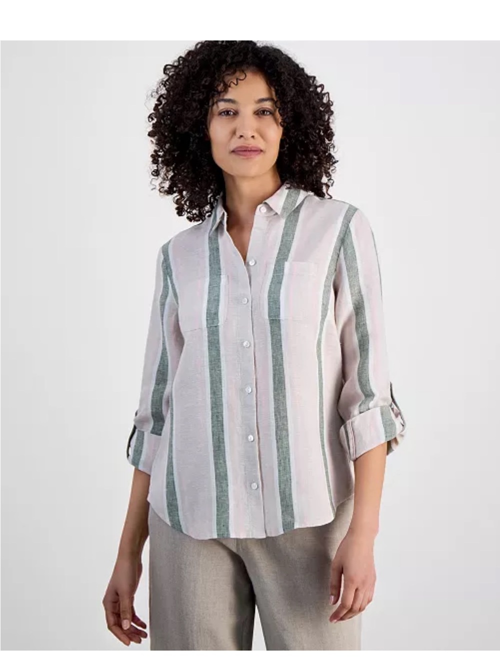 100% Linen Striped Shirt